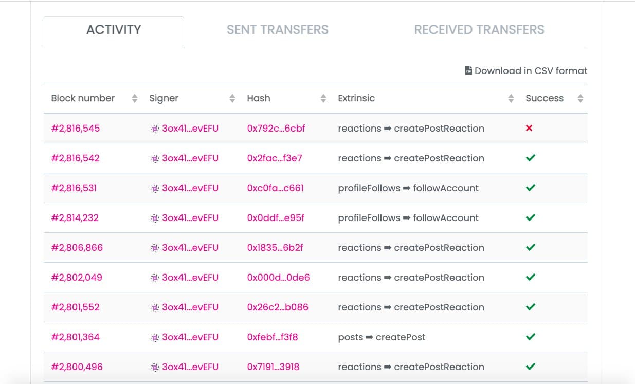 Subsocial blockchain explorer